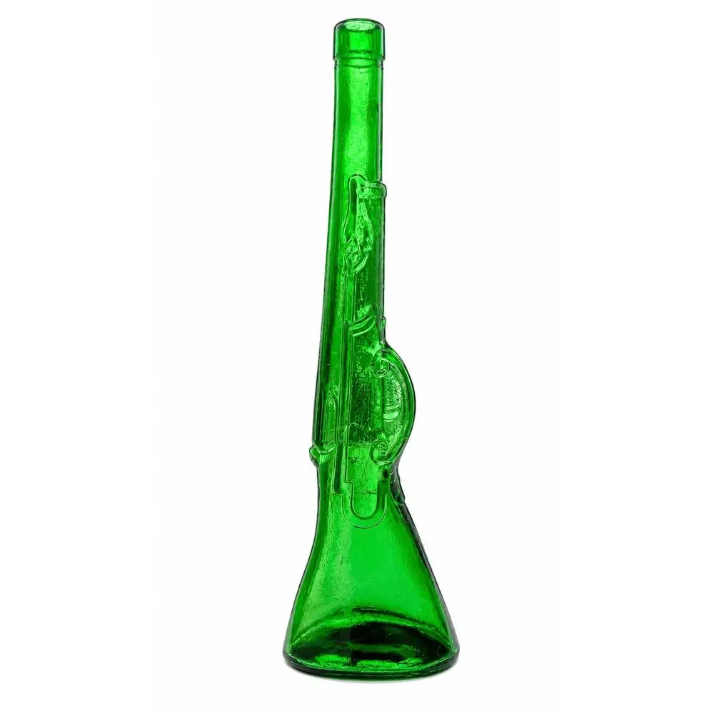 Vintage Empoli Green Glass Rifle Decanter Stag Deer Stopper Hunter Decor Italy